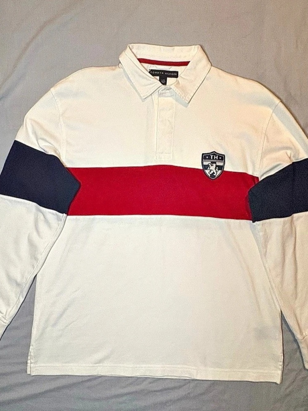 Tommy Hilfiger Relaxed Crest Logo Chest Stripe Rugby Polo Large